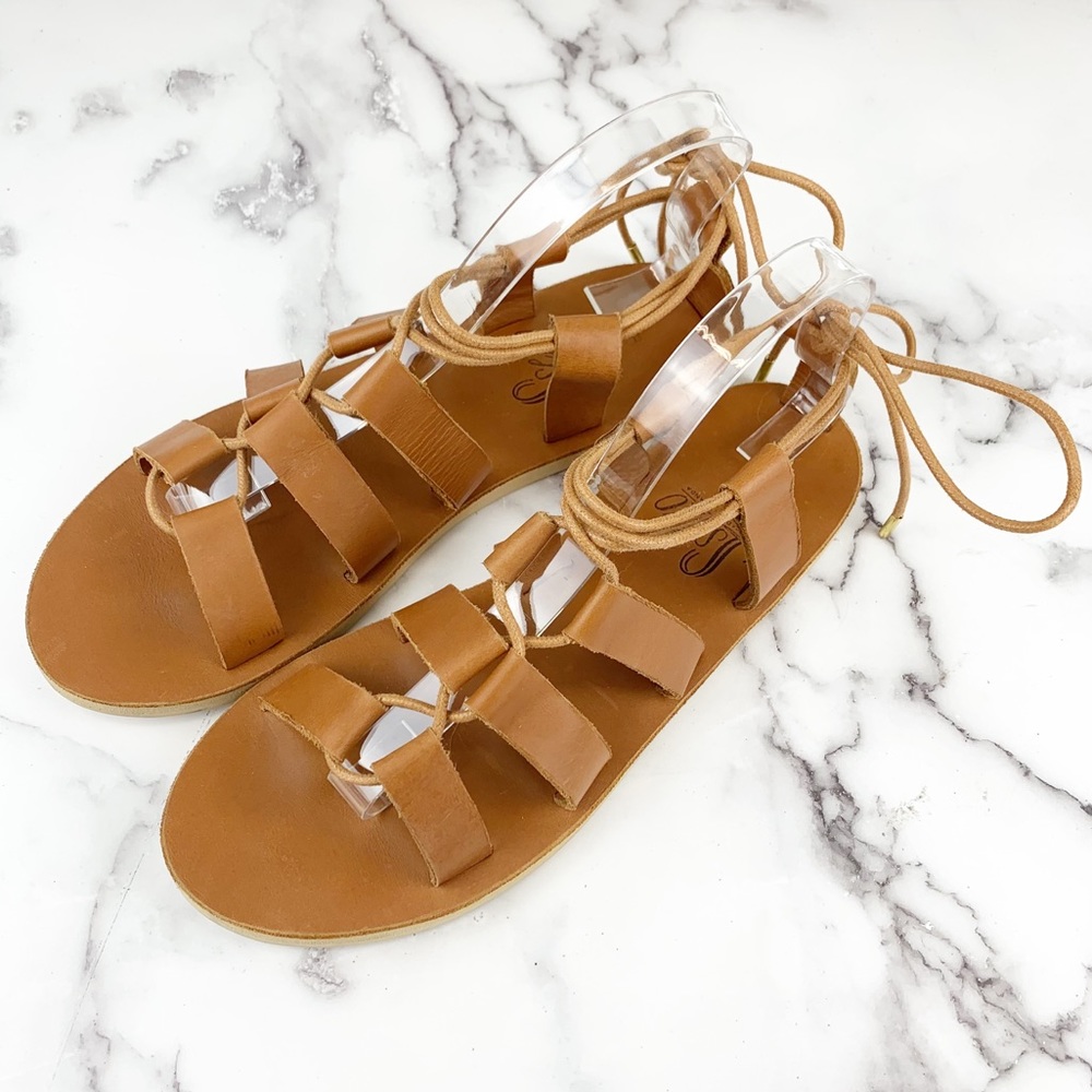 Sseko Wrap Lace Up Gladiator Sandals Camel 9